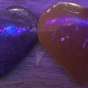 Heart-Shaped Stone Decor Set - Purple and Orange